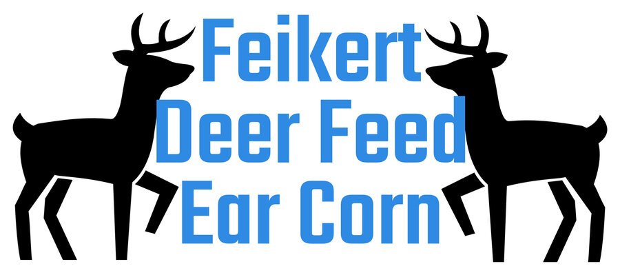 Feikert Deer Feed Ear Corn logo, two bucks facing each other